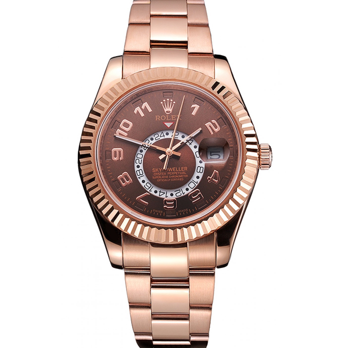 Rolex Sky Dweller Brown Dial Rose Gold Case Ad Bracelet